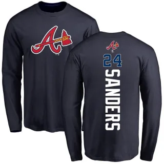 Men's Atlanta Braves Deion Sanders Navy Backer Long Sleeve T-Shirt