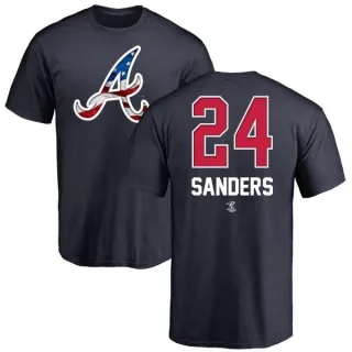 Men's Atlanta Braves Deion Sanders Navy Name and Number Banner Wave T-Shirt