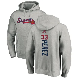 Men's Atlanta Braves Martin Perez Ash Backer Pullover Hoodie