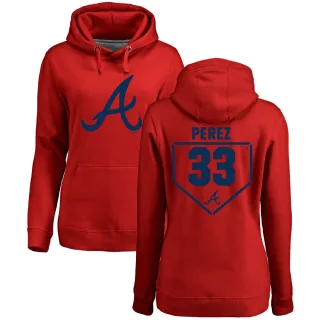 Women's Atlanta Braves Martin Perez Red Branded RBI Pullover Hoodie -