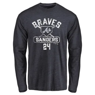 Youth Atlanta Braves Deion Sanders Navy Base Runner Long Sleeve T-Shirt