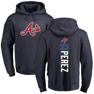 Youth Atlanta Braves Martin Perez Navy Backer Pullover Hoodie