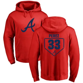 Youth Atlanta Braves Martin Perez Red Branded RBI Pullover Hoodie -